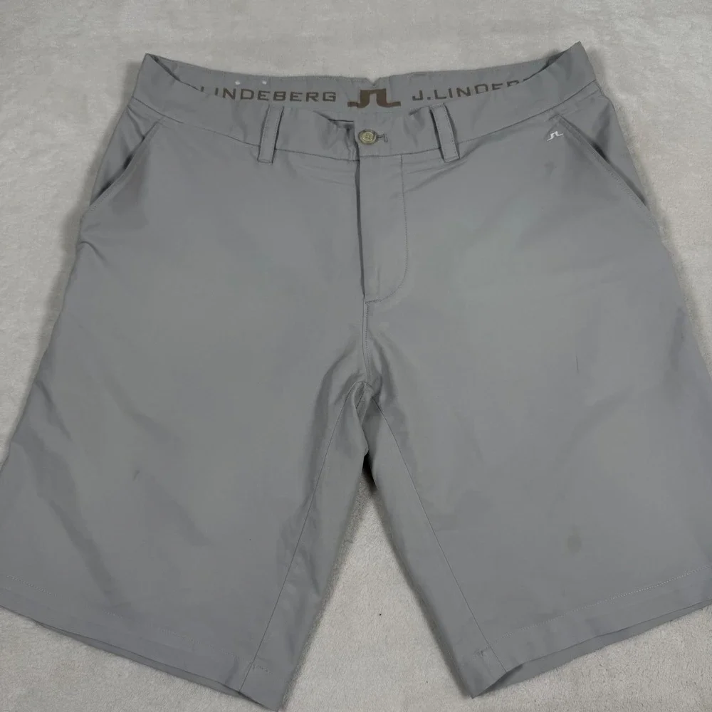 J Lindeberg Mens Golf Shorts Light Grey Performance‎ Stretch Size 34